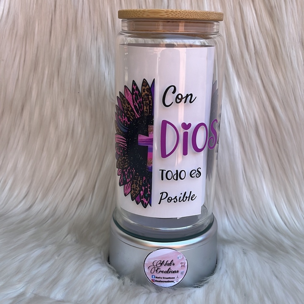 Con Dios Todo es Bonito Glass Can 16oz